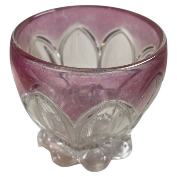 VTG EAPG US Glass Columbia Rose Stain Church Windows Toothpick Holder 2.5” Dish - Picture 3 of 8